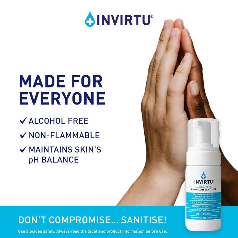 Byotrol INVIRTU Alcohol-free Hand Foam Sanitiser | Fragrance-Free Alcohol-Free & Non-Taint | 100ml 100ml Personal - BeesActive Australia