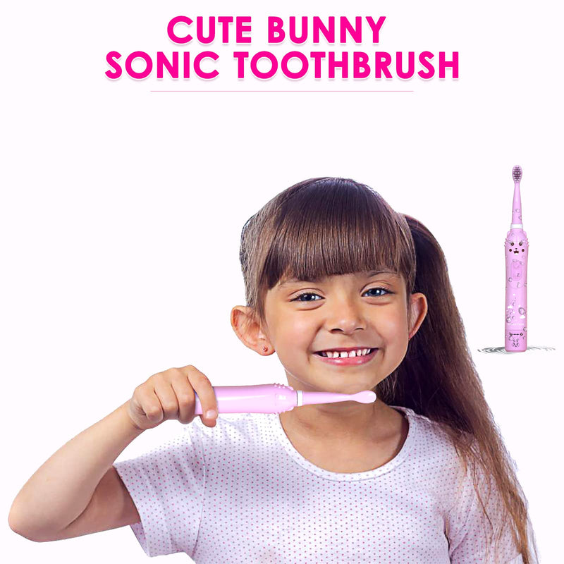 Kids Sonic Electric Toothbrush, Rechargeable Smart Toothbrush for Children, Toothbrush for Toddlers Boys Girls Age 3-12 with 30s Reminder, 2 Mins Timer, 6 Modes, 6 Brush Heads, Wall-Mounted Holder 8650 Pink+ 6 Heads+ Holder - BeesActive Australia