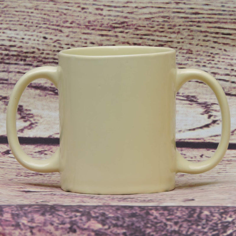 Dual Handle Mug | Two Handled Ceramic Drinking Mug for Secure Hold | 11.83 Fl. Oz. (350 Ml) - Yellow Color - BeesActive Australia