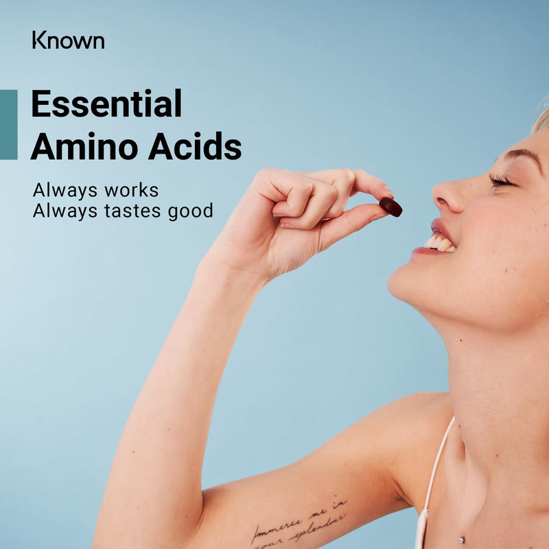 Vegan Essential Amino Acid Gummies by Known Nutrition | Essential Support for Muscle Growth, Recovery, and Energy | Delicious Pink Lemonade Flavour | 60 Two-Per-Serve Gummies (One Month’s Supply) - BeesActive Australia