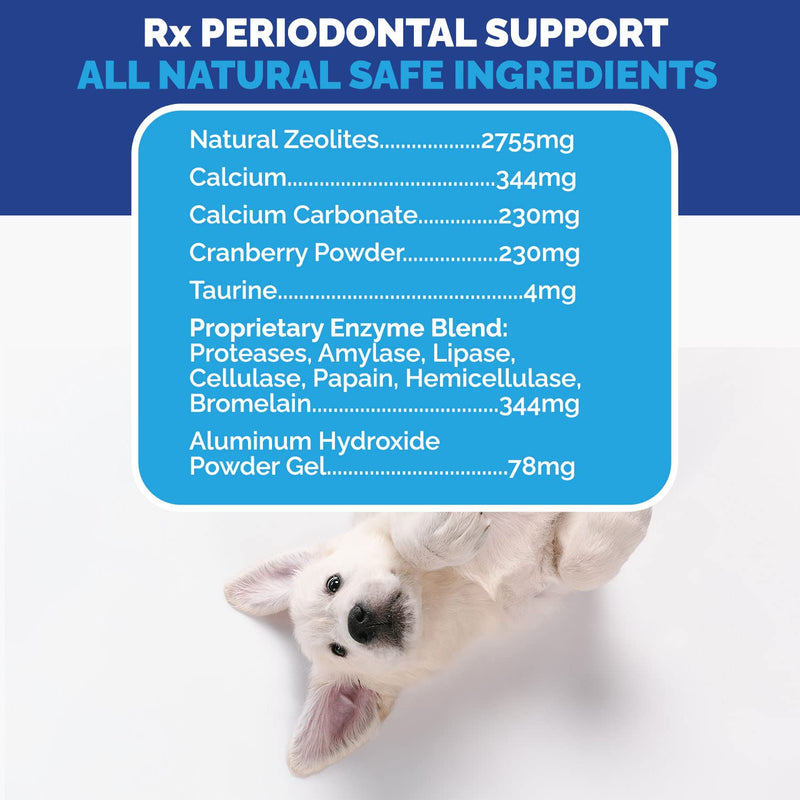 Rx PERIODONTAL Support-Dental Care for Dogs and Cats. Eliminates Bad Breath, Plaque, and Tartar. Promotes Healthy Teeth and Gums. Extra Large, 200 Grams. - BeesActive Australia