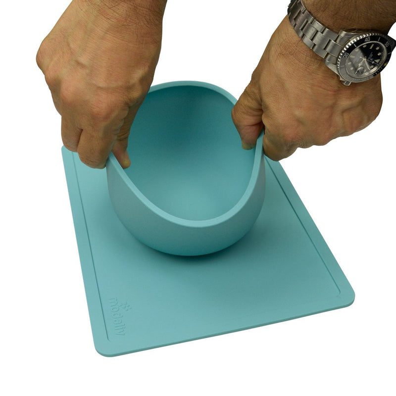 Modaliv Scoop Bowl with Silicone Placemat Suction Base (35oz/1000ml) - Non-Skid - No Spill - Food Grade Silicone - Dishwasher and Microwave Safe - BeesActive Australia