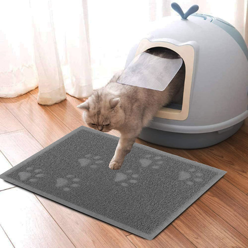 URDOGSL Cat Litter Mat, Premium Durable Cat Litter Trapping Mat for Litter Boxes, Water Resistant and Scatter Control Cat Feeding Mat, Non-Slip Backing, Easy to Clean 15.75"x11.75" Gray - BeesActive Australia