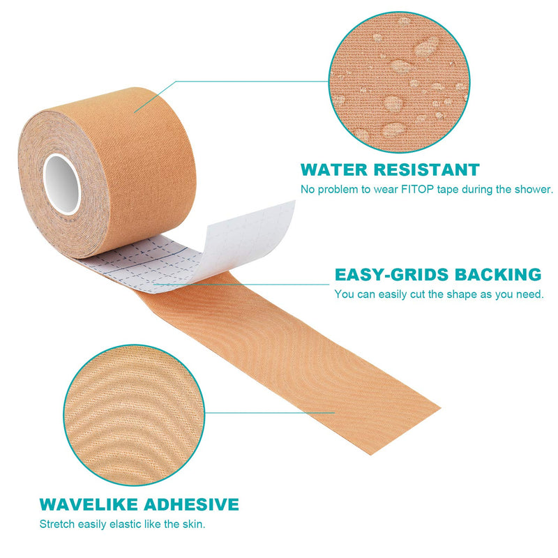 FITOP 4 Rolls Kinesiology Tape 5m x 5cm in Different Color(Pink, Blue, Black, Beige) Athletic Tape Sport for Strapping & Physiotherapy - BeesActive Australia