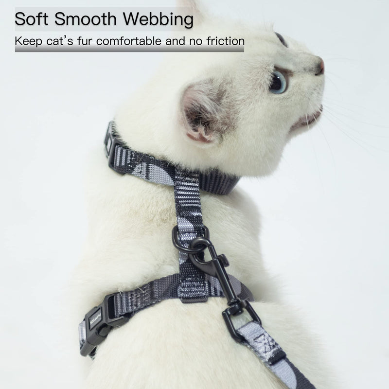 PUPTECK Cat Harness and Leash Set - Escape Proof Lightweight Kitty Harness, Adjustable for Cats Small Puppies Walking Training Dark Grey - BeesActive Australia