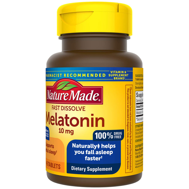 Nature Made Melatonin 10 mg Tablets, Fast Dissolve Sleep Aid, Naturally Helps You Fall Asleep Faster, 45 Count - BeesActive Australia