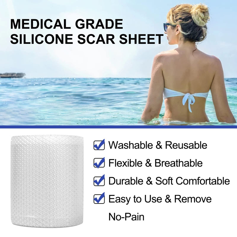 Silicone Scar Sheets, Medical Grade Soft Transparent Silicone Scar Tape Roll (3 Meters), Reusable Scar Silicone Strips, Professional Scar Removal Sheets for C-Section, Surgery, Burn, Keloid, Acne et Blue 3M - BeesActive Australia