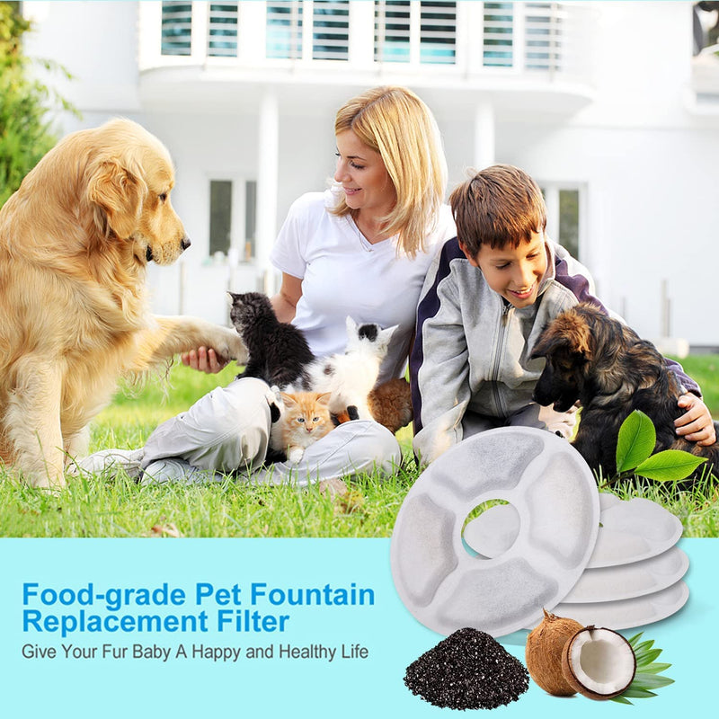 Cat Water Fountain Replacement Filter 4 9 16 Pack, BYEWIRE Pet Water Fountain Filter Replacement for Most Dog Cat Water Dispensers,Ion Exchange Resin and Activated Carbon Filters 9pcs-round - BeesActive Australia