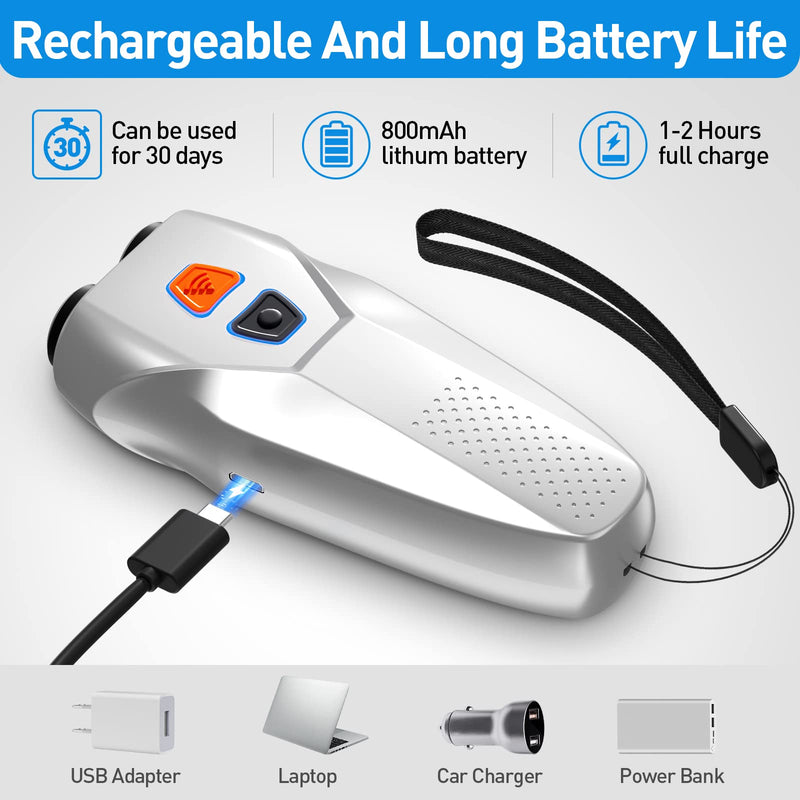 Dog Barking Control Devices Dual Sensor Anti Barking Device with Training/Deterrent Modes Dog Whistle to Stop Barking Ultrasonic Dog Barking Deterrent with LED Flashlight 25 FT Range Rechargeable silver - BeesActive Australia