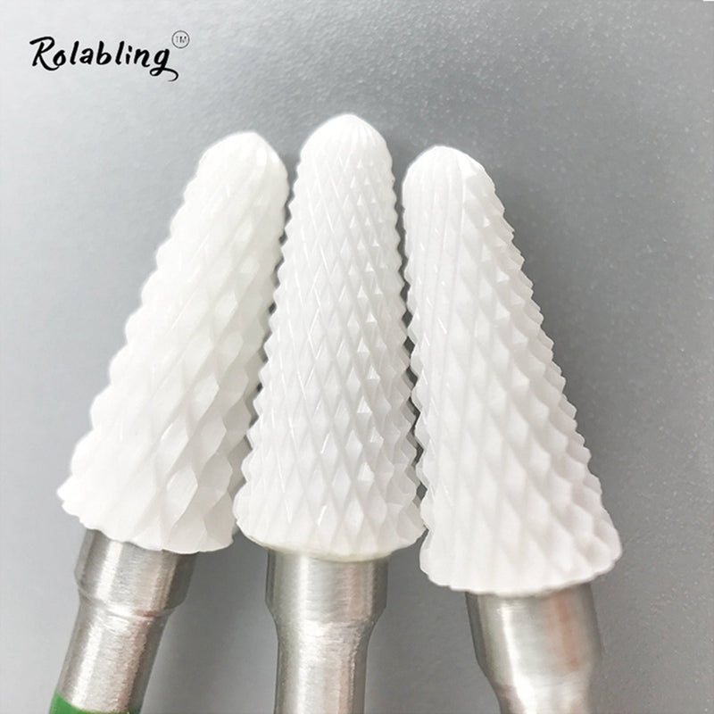 Rolabling Ceramic Nail Drill Bit White Flame Nail Drill Bit for Electric Drill Manicure Machine Nail Salon Tool (Coarse Green) Coarse Green - BeesActive Australia