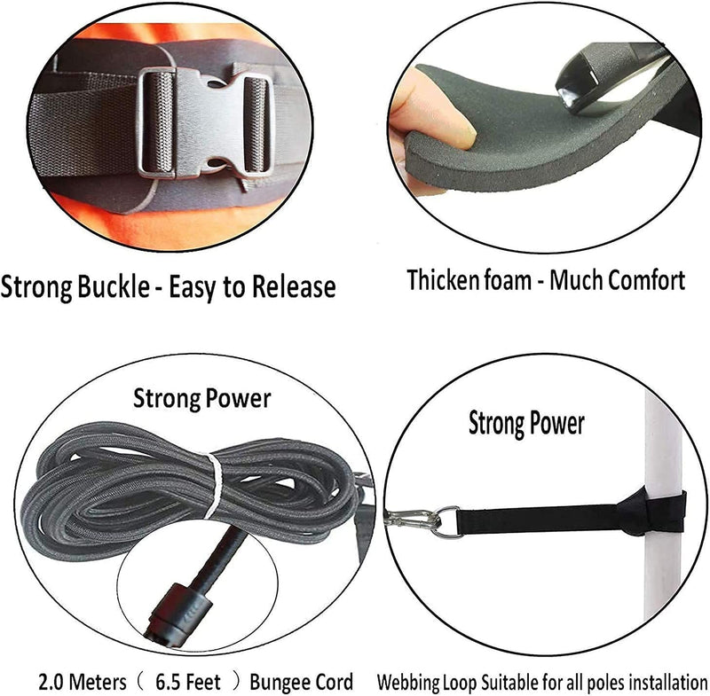 Upgrade Style - Strong Pool Swim Training Leash Swim Training Belt Swim Resistance Tether Swim Tether Stationary Swimming - Wide and Comfortable Waist Belt, Double Bungee Rope, Metal Buckle - BeesActive Australia