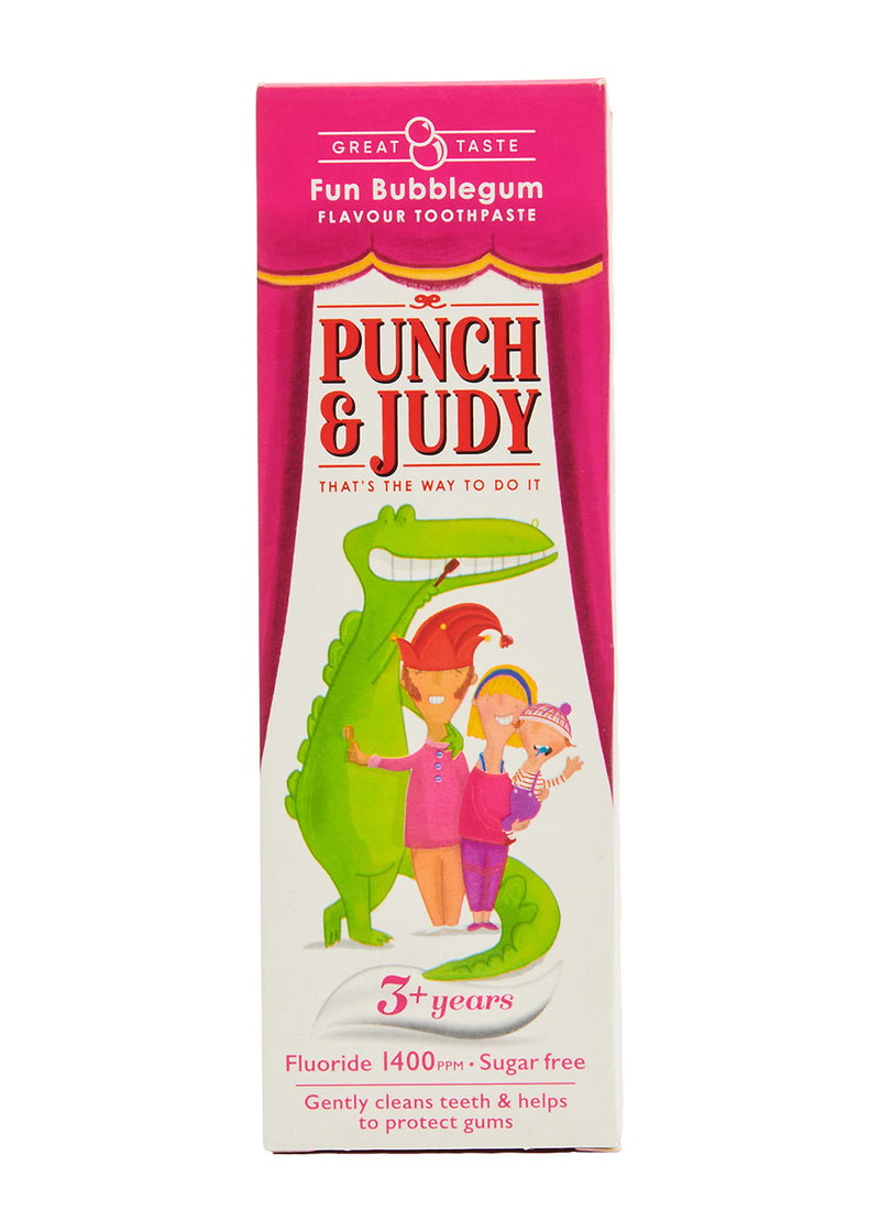 Punch & Judy - Fun Bubblegum Flavour Toothpaste, Fluoride 1,400 ppm, 3+ Years, Sugar Free, 50ml 79 g (Pack of 1) - BeesActive Australia