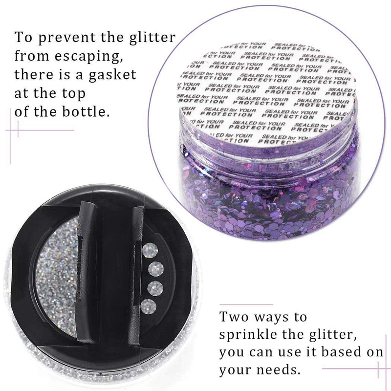 ELABEST Holoqraphic Craft Glitter Sparkly Sequins 3.5ounce Bling Paillette for Crafts, Body Art, Make up, Decoration, Handmade Accessories (Purple) Purple - BeesActive Australia