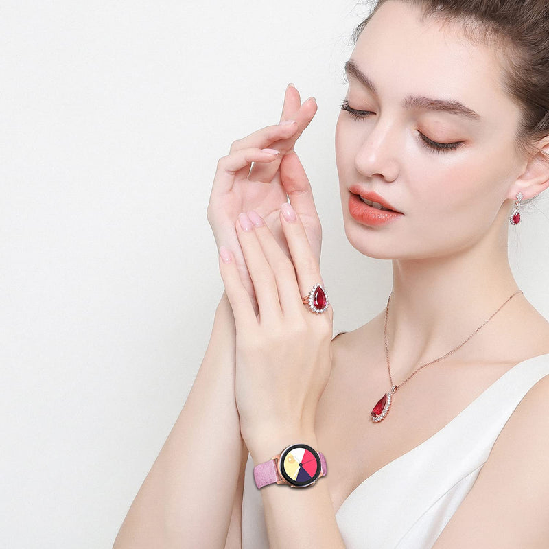 TOOLAIK Bands Compatible with samsung galaxy watch 4 band 40mm/44mm and samsung Active 2 Bands 40mm/44mm,20mm Silicone watch band for Galaxy Watch 3 41mm/Galaxy Watch 42mm/Gear S2 Classic Women Men Black/Glitter Powder Rose Red/Luminous Blue - BeesActive Australia