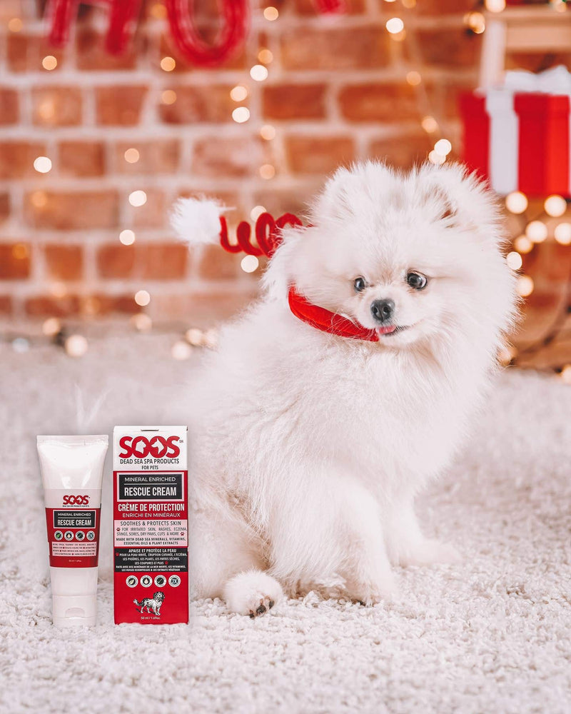 Soos Pet Rescue Cream Natural Dead Sea Minerals Enriched Fast Absorbing Reduce Pain Topi-cal Treatment of Injuries Cuts and Damaged Skin for Dogs and Cats - 1x Pet Rescue Cream (50ml) - BeesActive Australia
