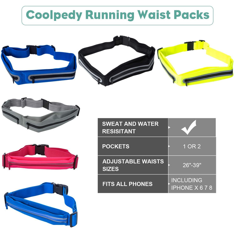 coolpedy Running Waist Pack Waist Belt Bag Phone Holder Pack for Men and Women, Sports Fitnes Phone Holder Workout Belt Waist Bag with Pockets Compatible with Up to 6.5 Inches Mobile Phone Dural Pockets: Grey - BeesActive Australia