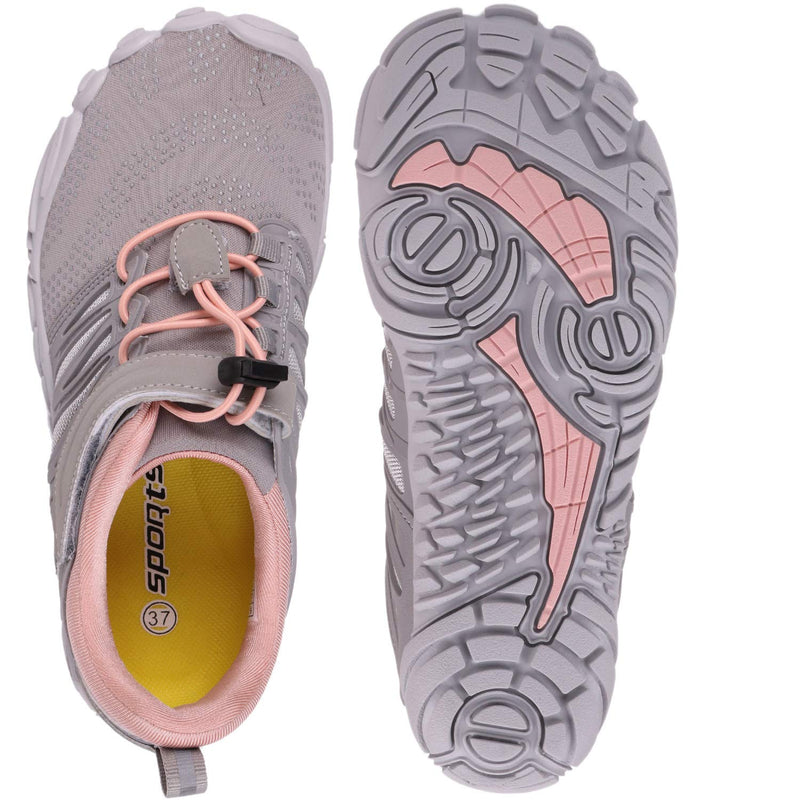 WHITIN Women's Barefoot & Minimalist Shoe | Zero Drop Sole | Trail Runner 5.5-6 1_ Pink/Grey - BeesActive Australia