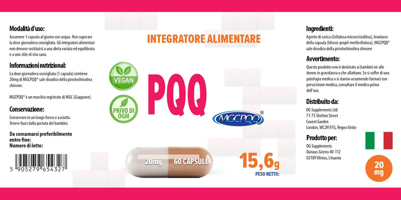 Hepatica PQQ (MGCPQQ) 20mg 60 Vegan Capsules, Pyrroloquinoline Quinone Certificate, 3rd Party lab Tested, High Strength Supplement, Gluten and GMO Free - BeesActive Australia