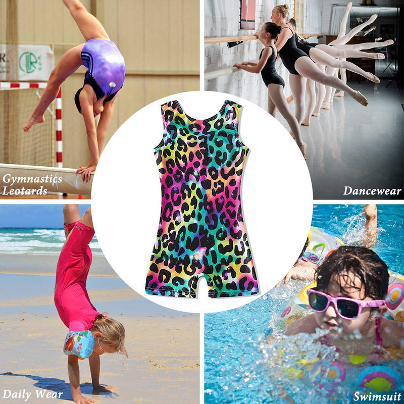 TUONROAD Graphic Printed Gymnastics Leotards Sparkly Ballet Dancewear for 3-8T Girls Leopard 4T / 5T - BeesActive Australia