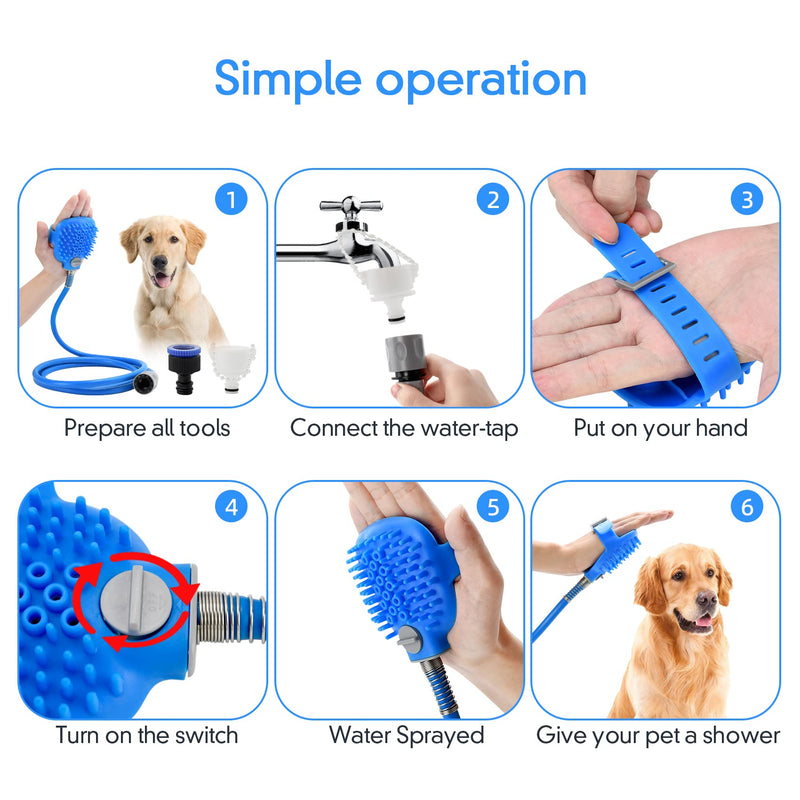 CYX Dog Shower Attachment, Shower Sprayer and Scrubber in-one,Dog Bath Brush Pro with Indoor/Outdoor, Pet Bathing Tool Shower Accessories for Dog Cat Horse Pet Grooming - BeesActive Australia