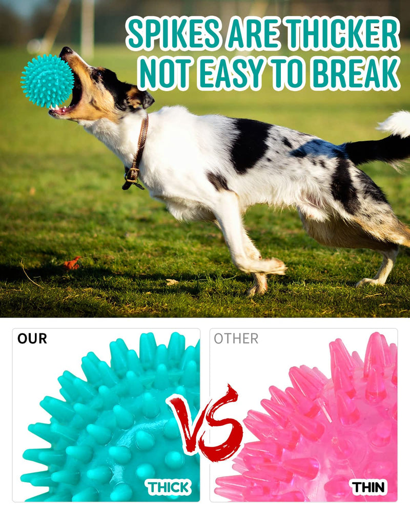 2 Pack 4.5” Heavy Duty Squeaky Dog Ball for Medium Large Dogs, Spikey Dog Ball Toys for Clean Teeth and Training, Large Dog Toys for Aggressive Chewers - BeesActive Australia