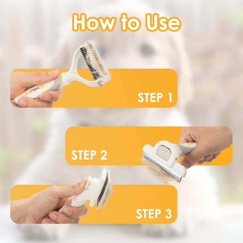 MIU PET Professional Long Haired Dog Grooming Kit - Dog Grooming Brush, Dog Deshedding Brush and Self-Cleaning Slicker Brush for Dogs 3 in 1 Dog Brush Set Gift Box for Long Hair Dogs Owners - BeesActive Australia