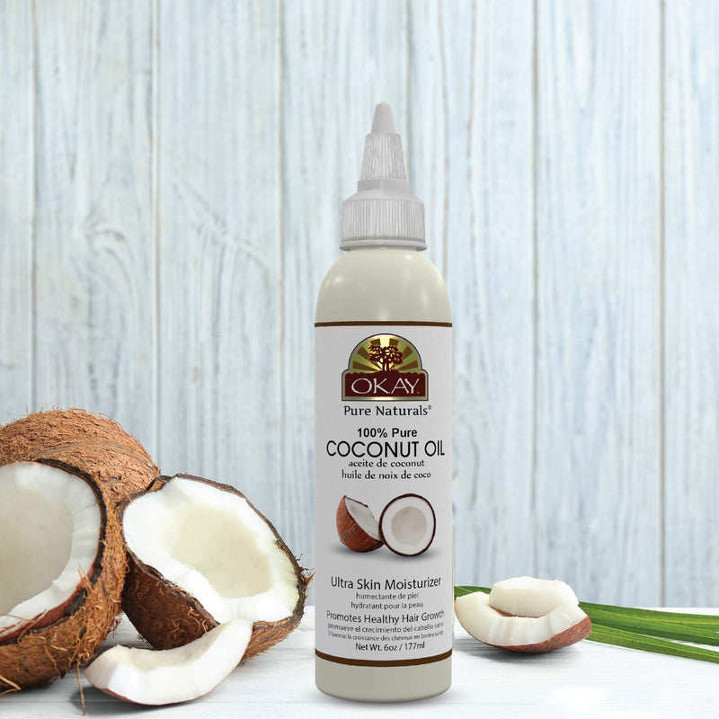 OKAY | 100% Pure Coconut Oil | For All Hair Textures & Skin Types | Ultra Skin Moisturizer & Promotes Healthy Hair Growth | All Natural | Free Of Parabens, Silicones, Sulfates , yellow , 4 Oz - BeesActive Australia