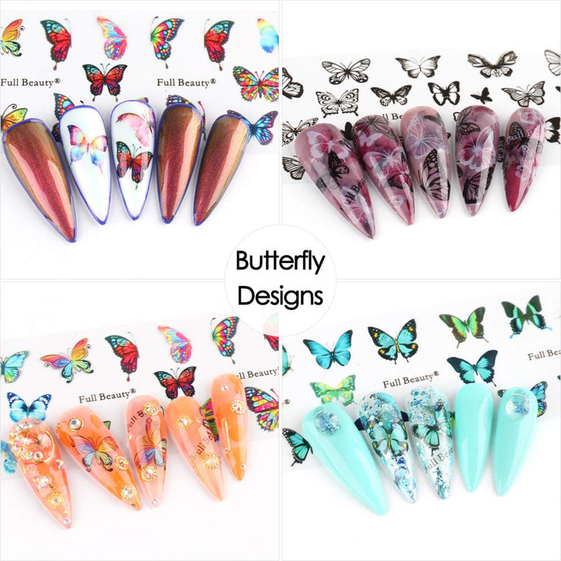 50 Designs Nail Art Foil Transfer Stickers Holographic Laser Butterfly Nail Art Newspaper Lace Marble Serpentine Print Starry Sky Nail Decals Nail Art Decorations - BeesActive Australia