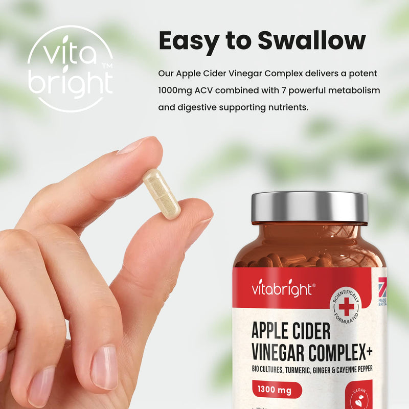 Apple Cider Vinegar Capsules with Pro and Prebiotics, Turmeric, Ginger and Cayenne Pepper – 180 Vegan Capsules - 1300mg per Serving - Raw & Unfiltered – Keto Diet Friendly – Made in The UK - BeesActive Australia