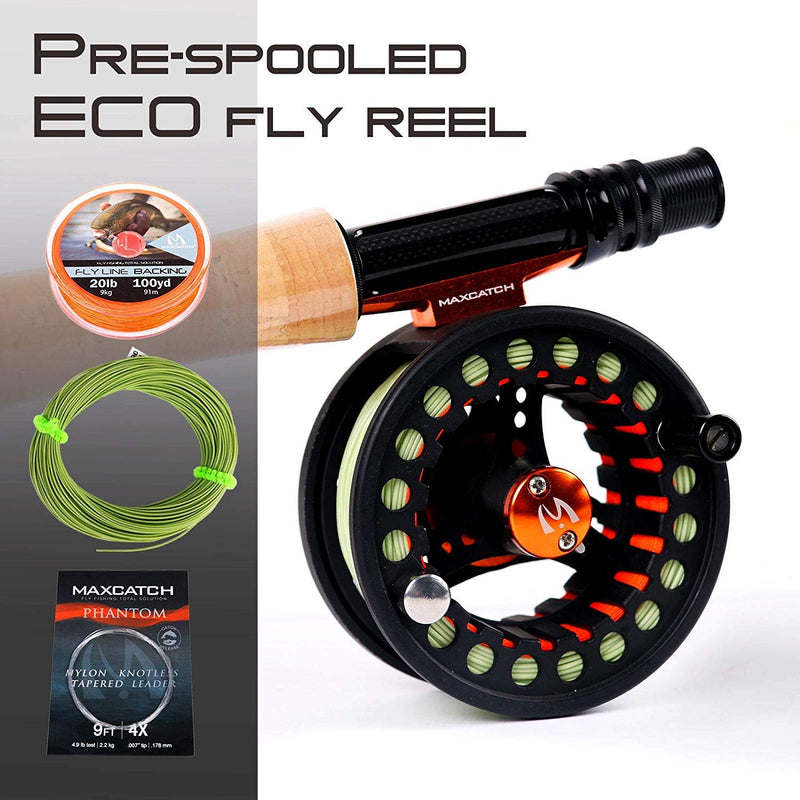 Maxcatch ECO Pre-Loaded Fly Fishing Reel Black 7/8wt & Fly Line Combo WF8F Fluo Yellow - BeesActive Australia