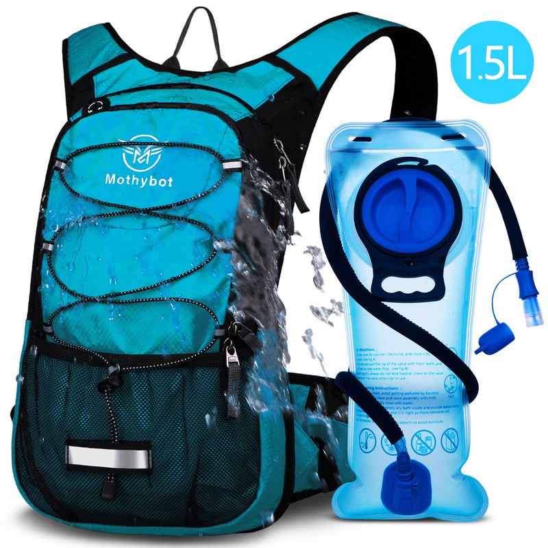 Mothybot Insulated 1.5L 3L Hydration Backpack Pack with Water Bladder, Large Capacity Lightweight Hiking Daypack for Women, Men, kids - Waist Pouches & Cooler Layer, for Running, Biking, Rave,Festival Light Blue- 1.5 Liter Hydration Backpack - BeesActive Australia