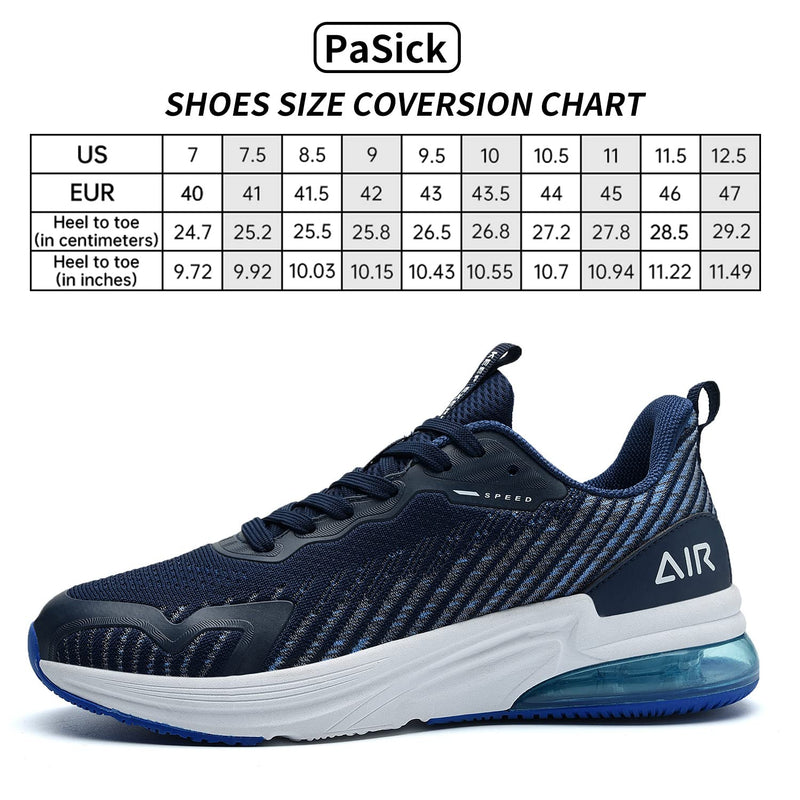 PaSick Mens Air Running Shoes Lightweight Breathable Workout Slip Resistant Sports Athletic Walking Tennis Sneakers 8.5 Darkblue71 - BeesActive Australia