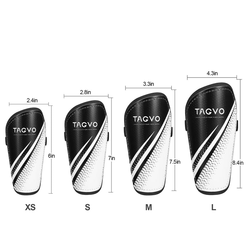 TAGVO Soccer Shin Guards, Kids Youth Lightweight Soccer Equipment with Adjustable Straps, Great Performance Soccer Shin Pads for Boys Girls Black&White Large - BeesActive Australia