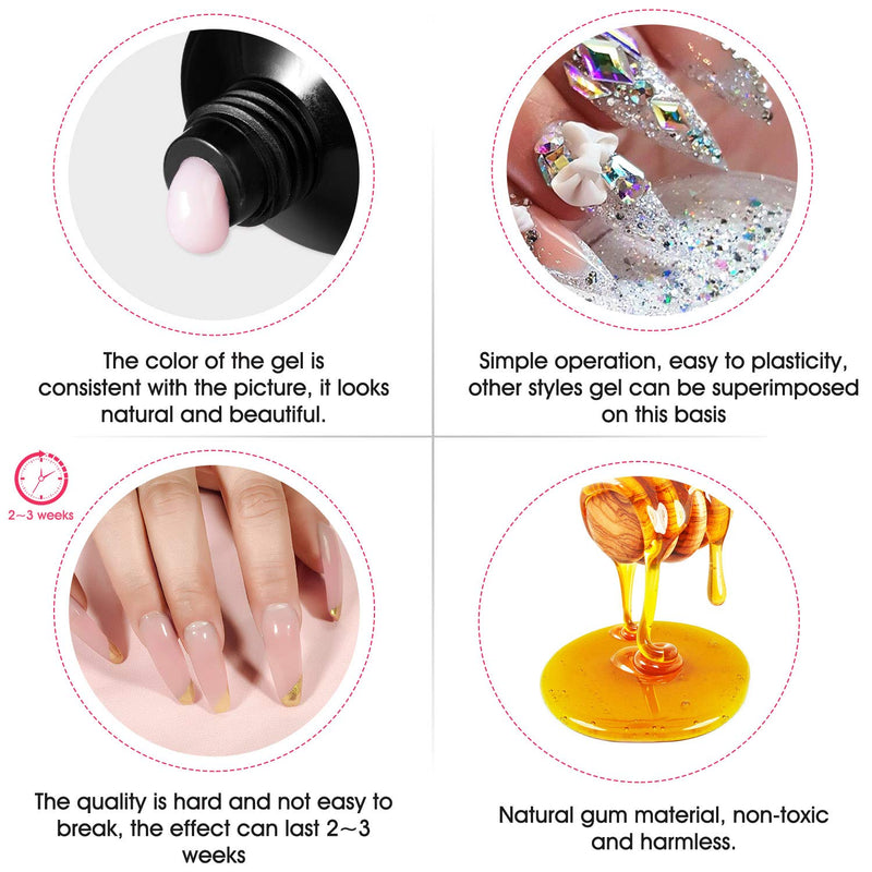 ROSALIND 60ml Soft Pink Poly Extension Gel, Poly Nail Gel of Nail Art decoration Acrylic Extension Nail gel easy to DIY use at home Only UV Lamp - BeesActive Australia