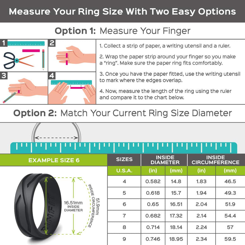 Rinfit Silicone Wedding Rings for Men & Women - 1/4/5/6 Bands Pack - Comfortable Durable Wedding Ring Replacement - Matching Sets. U.S. Design Patent Black 4 - BeesActive Australia