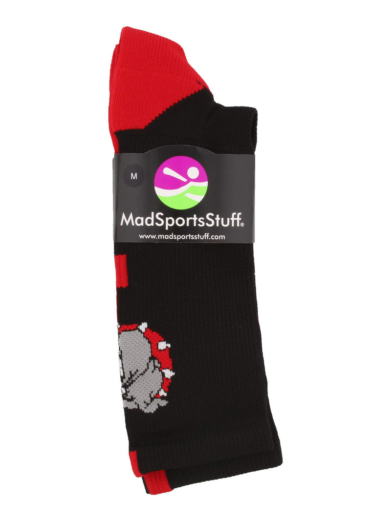 [AUSTRALIA] - MadSportsStuff Bulldogs Logo Athletic Crew Socks (Multiple Colors) Black/Scarlet Large 