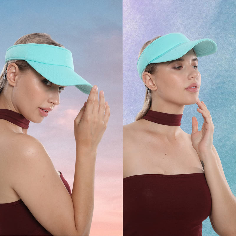 Sun Visor Hats for Women Men Sun Protection Velcro Sun Hat Adjustable Lightweight Outdoor Sports Visor Cap #1 White - BeesActive Australia