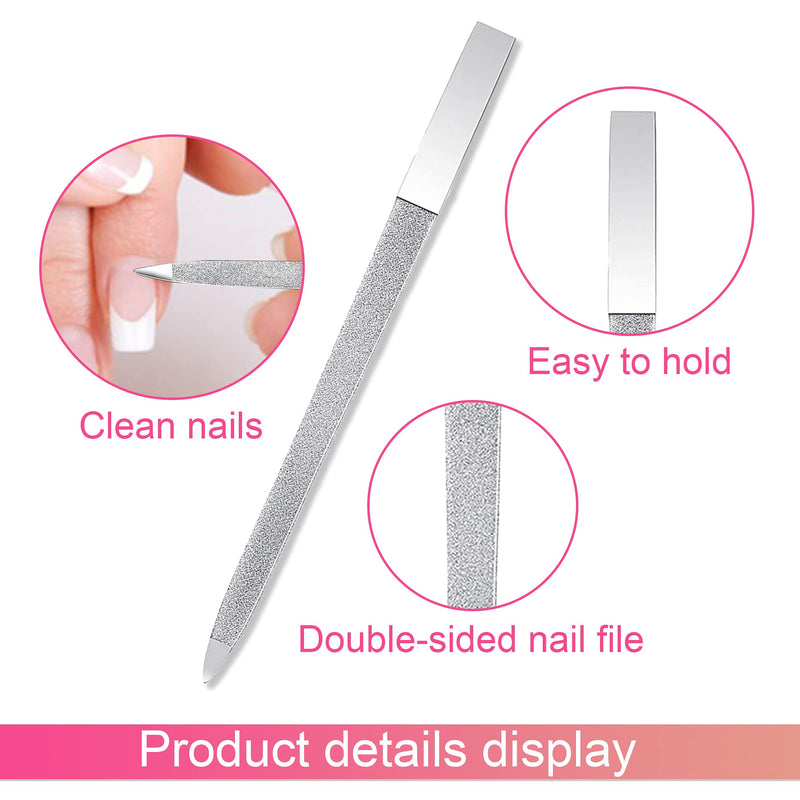 ONNPNN 4 Pieces Double Side Nail File Set, Stainless Steel Diamond Nail File, Professional Metal Fingernail Buffer Tool, Emery Board Travel Pedicure Kit Manicure Files for Salon Home Use - BeesActive Australia