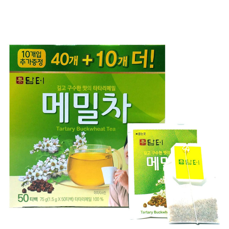 Damtuh Korean Traditional Roasted Tartary Buckwheat Herbal Tea Soba Cha 1.5g x 50 Teabag 40 Count (Pack of 1) - BeesActive Australia