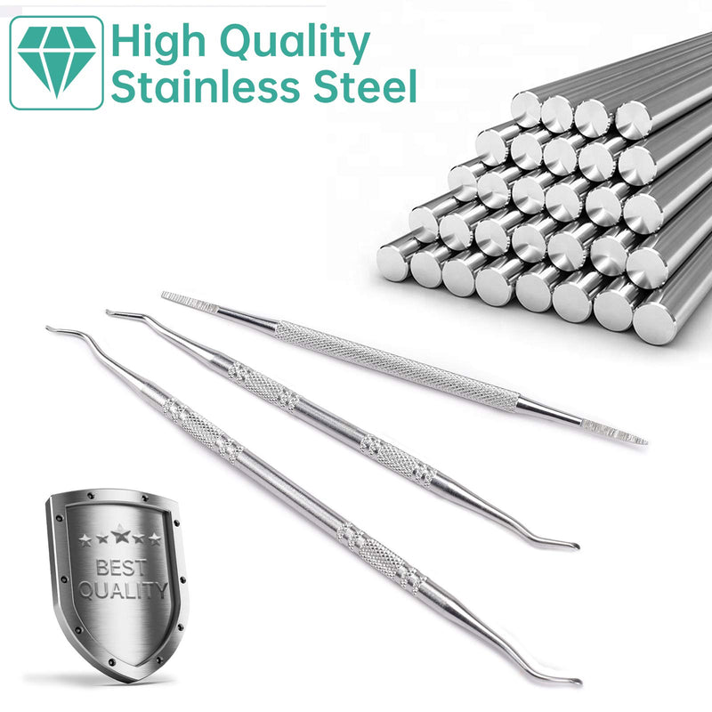 3-Pack Ingrown Toenail File And Lifters, 100% Professional Surgical Stainless Steel Ingrown Toenail Tool -Safe Nail Cleaning Treatment Pedicure Tools Kit Under Sidewall Cleaner Pain Relief Accessories - BeesActive Australia