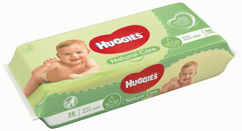 Huggies Natural Care, Baby Wipes - Single Pack (56 Wipes Total) - Aloe Vera Wet Wipes with Natural Fragrance - Hypoallergenic with no alcohol - BeesActive Australia