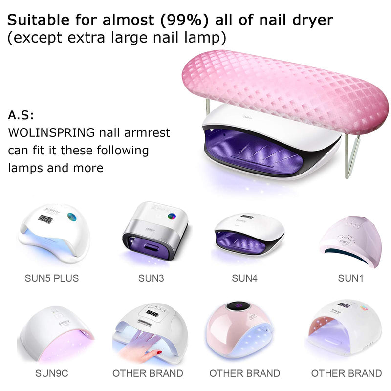 Nail Arm Rest Microfiber Leather Manicure Hand Pillow Stainless Steel Stand with No Slip Silicone Strip wolinspring Professional Nail Rest Cushion Table Desk Station for Nail Tech Use (Pink) - BeesActive Australia