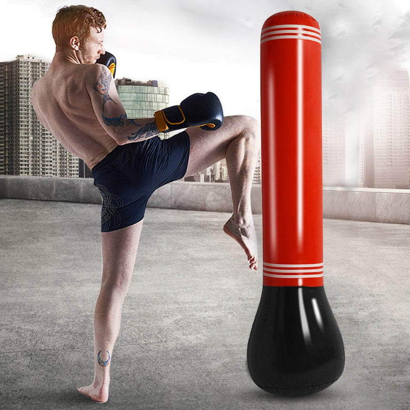 [AUSTRALIA] - SUNSHINEMALL Inflatable Punching Tower Bag Boxing Column Tumbler Sandbags Fitness/Training/Fun Activity, Boxing Target Bag for Children Teens Adult (Red) 