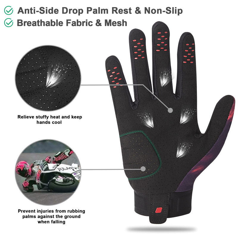 RIGWARL Motorcycle Gloves for Men with Advanced Protection Materials, Hard Knuckles Driving Gloves Full Finger Touchscreen, Women Riding Gloves Motorcycle Summer Breathable Mesh Red Large - BeesActive Australia