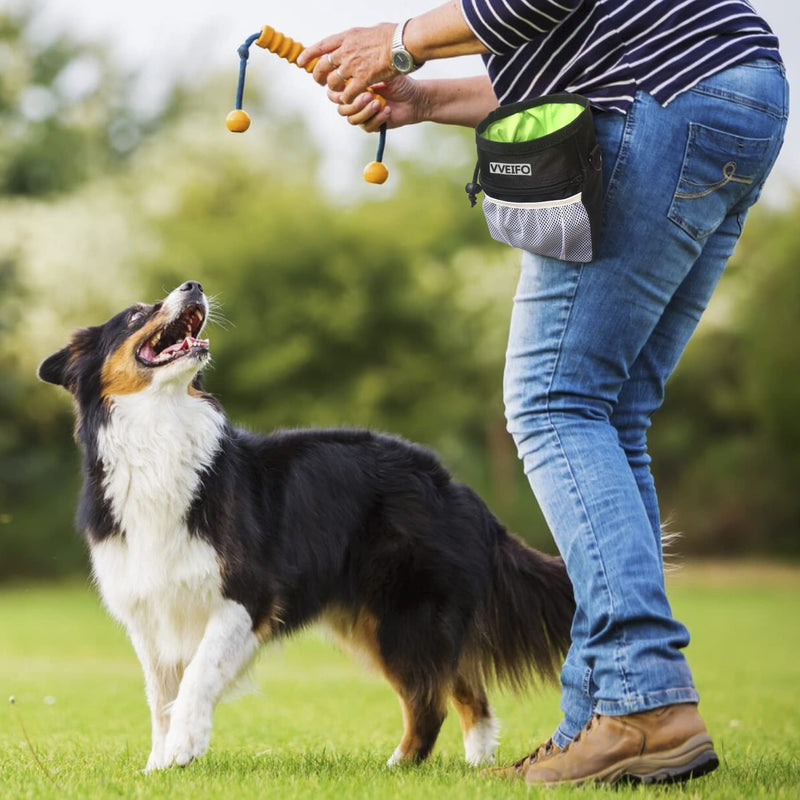 VVEIFO Dog Treat Pouch, Dog Training Pouch Bag with Waist Shoulder Strap, Durable, Convenient Dog Training Accessory, Suitable for Small and Large Dogs, 3 Ways to Wear Black - BeesActive Australia