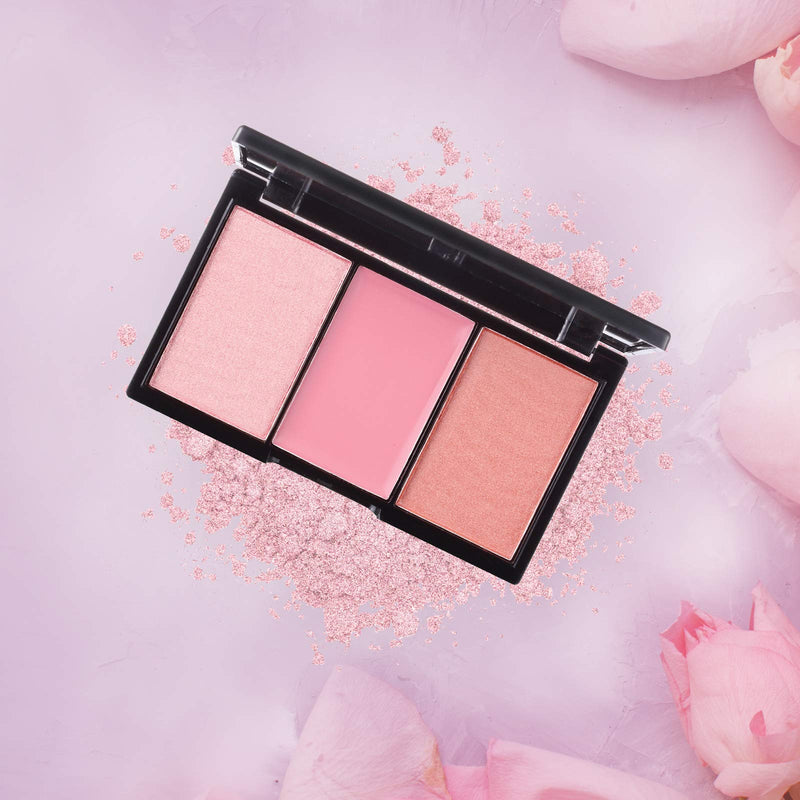 Klara Cosmetics 3 shades Mistress Contour Highlight Blush Eyeshadow Shimmer Matte Pink Palette Long Lasting 100% Colour Pigment - BeesActive Australia