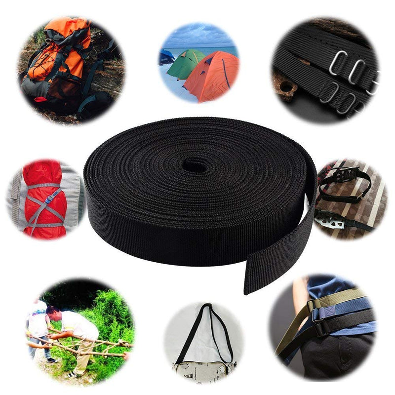 Atneway 1 Roll 10 Yards 0.75 Inch Wide Flat Nylon Webbing Strap for DIY Making Luggage Strap, Dog Leashes, Lawn Chairs, Hammocks, Towing, Outdoor Activities, Canoe Seat, Furniture, Slings - Black - BeesActive Australia