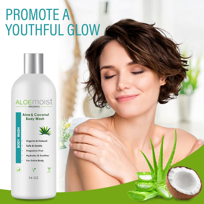 AloeMoist Organic Body Wash Moisturizing Shower Gel – Sensitive Skin Body Wash – No Added Scent, Dye or Gluten – Moisturizing Body Wash Women & Men w/Coconut, Aloe, Honey, Vitamin E - BeesActive Australia