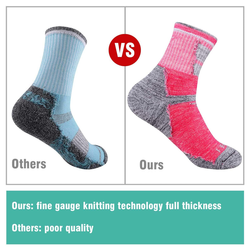 Hiking Walking Socks For Women, FEIDEER Multi-pack Outdoor Recreation Socks Moisture Wicking Crew Socks Purple/Red/Pink 4.5-7 - BeesActive Australia