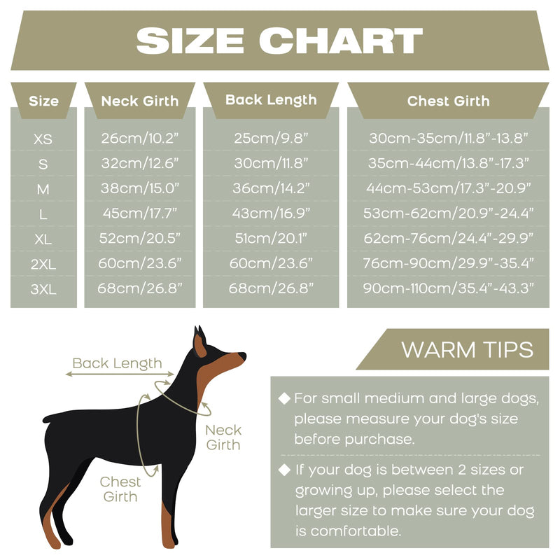 IDOMIK Dog Winter Coats Waterproof Windproof Cold Weather Jackets, Reflective High Collar Vests Warm Clothes With Harness, Thick Padded Fleece Snowsuits Pet Outfits Apparel For Small Medium Large Dogs X-Large Khaki - BeesActive Australia